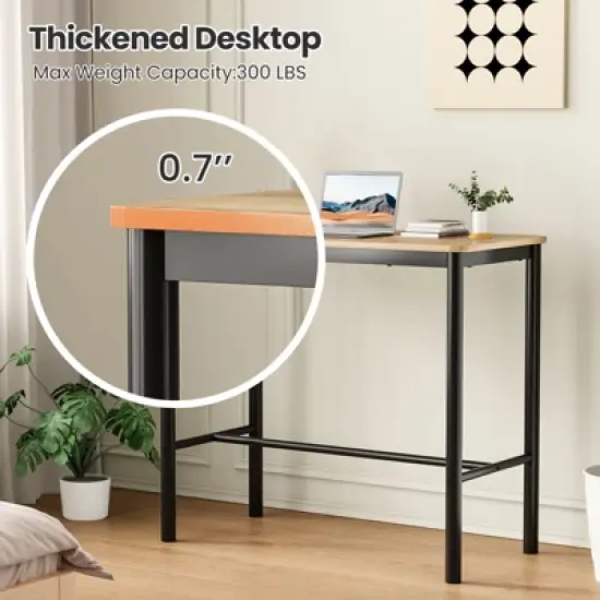 GlasFlength Bar Table，Industrial Modern Bar Table with Sturdy Metal Frame, Easy Assembly, Brown, 47.2"*23.6"*41.3" image {4}