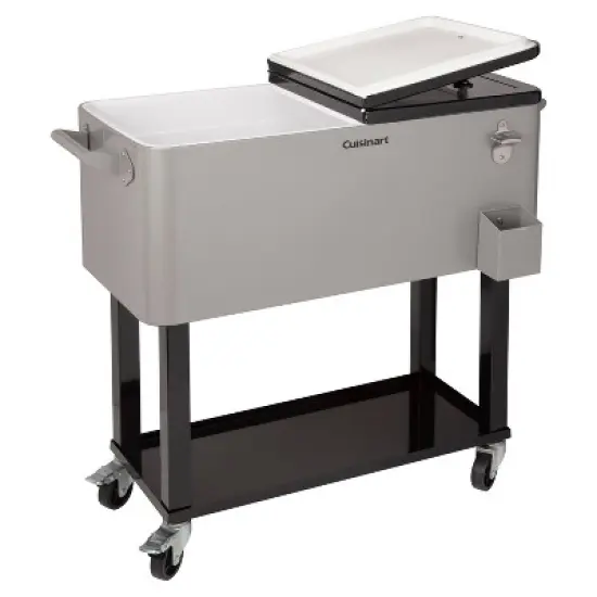 Cuisinart 80Qt Outdoor Cooler Cart: Stainless Steel Patio Beverage Stand with Dual Lids, Wheels, Cap Opener image {7}