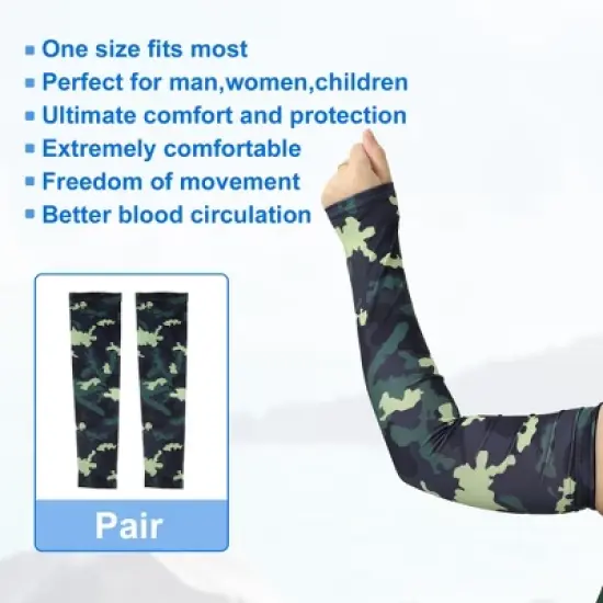 Unique Bargains Basketball Sports Camouflage Cooling Arm Elbow Compression Sleeve Green Blue 1 Pair image {4}