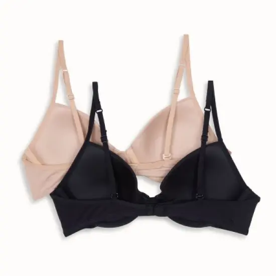 Hanes Girls' 2pk Underwire Bra - Beige/Black  image {1}