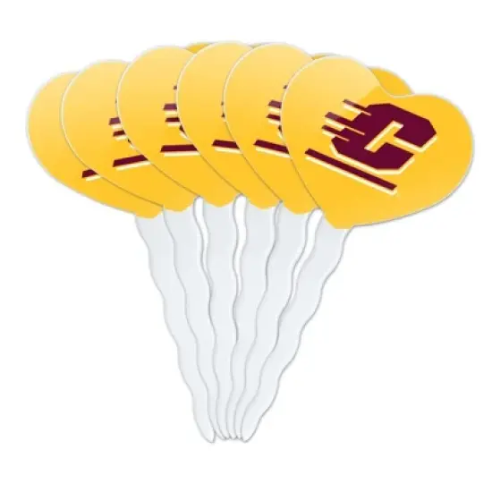 Central Michigan University Secondary Heart Love Cupcake Picks Toppers Decoration Set of 6 image {7}