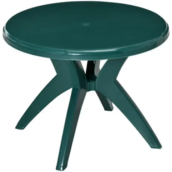 Outsunny Patio Dining Table with Umbrella Hole Round Outdoor Bistro Table for Garden Lawn Backyard image {6}