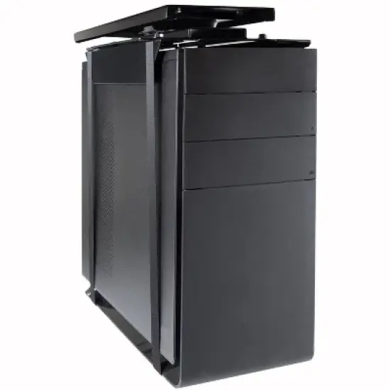 Mount-It! Under Desk CPU Mount with Adjustable Straps | Computer Tower Holder with Sliding Track and 360 Degree Swivel | 22 Lbs. Capacity | Black image {2}