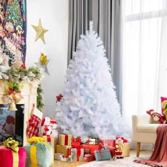 Costway 6ft White Iridescent Tinsel Artificial Christmas Tree w/ 792 Branch Tips image {9}