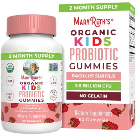 MaryRuth's Kids Probiotic Gummies, Strawberry, Org, 60 ct image {1}