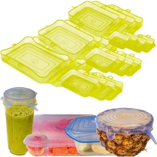5 Star Super Deals Silicone Stretch Food Lids 6 Rectangular Pack - Reusable Leak Proof Containers Covers for Food Storage & Containers image {12}