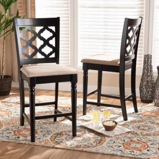 2pc Ramiro Wood Counter Height Barstools - Baxton Studio image {5}