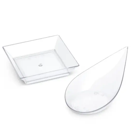 Juvale 72-Piece Clear Plastic Disposable Tear Drop Appetizer Plates & Spoons Server Set image {6}