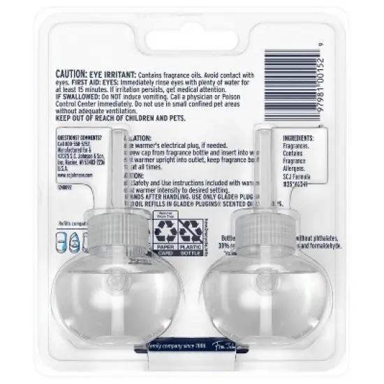 Glade PlugIns Scented Oil Air Freshener Refills - Bergamot & Eucalyptus - 1.34oz/2ct image {2}