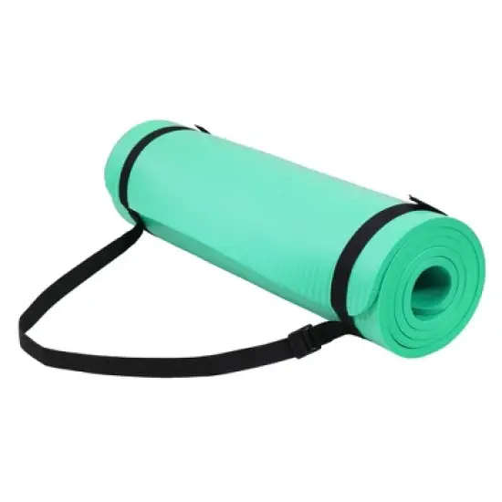 Fitvids 1/2-Inch Thick High Density Foam Exercise Yoga Mat with Carrying Strap, For Cushioning The Body Against Hard Floors, Aqua image {6}