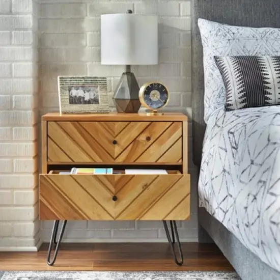 Alexandria 2 Drawer Nightstand Oak - Lifestorey image {2}