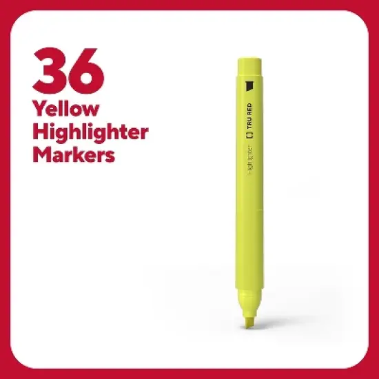 TRU RED Pocket Highlighter with Grip Chisel Tip Yellow 36/Pack TR54582 image {1}
