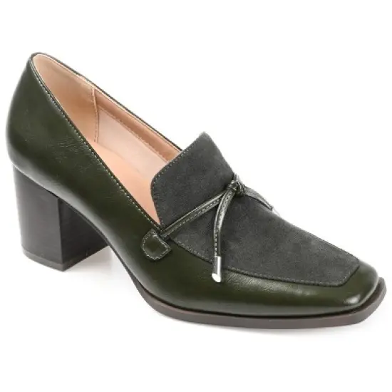 Journee Collection Womens Crawford Tru Comfort Foam Square Toe Mid Stacked Heel Pumps image {10}