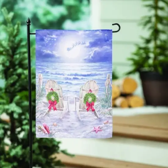 Evergreen Christmas on the Beach Suede Garden Flag 12 x 18 Inches Indoor Outdoor Decor image {2}