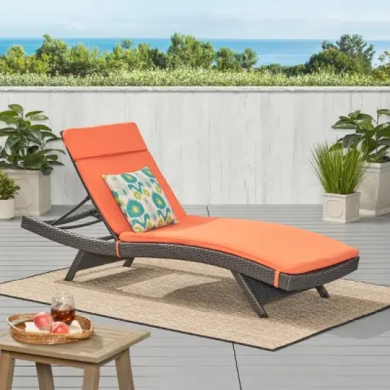 Christopher Knight Home Salem Outdoor Wicker Armless Adjustable Chaise Lounge with Cushion image {16}