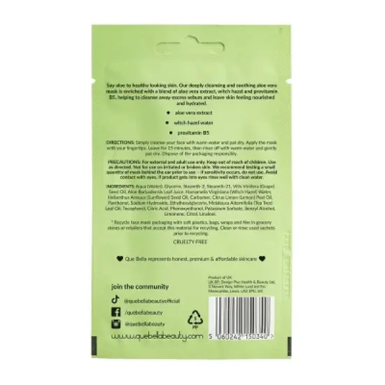 Que Bella Cleansing Aloe Vera Cream Mask - 0.5oz image {2}