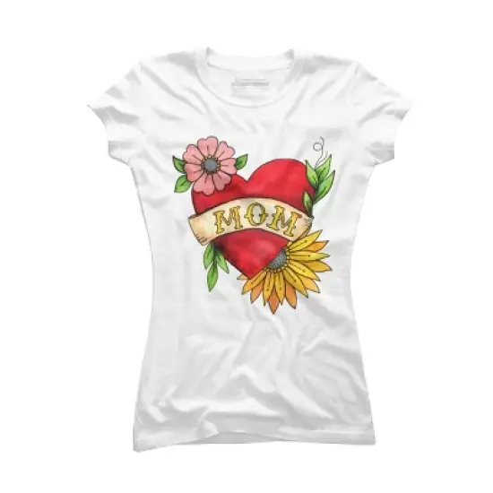 Junior's Design By Humans Watercolor Flower Mom Tattoo By latheandquill T-Shirt image {2}