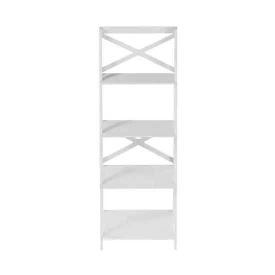 Hastings Home Ladder Bookcase X Back Frame, White image {1}