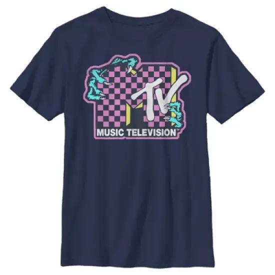 Boy's MTV Checker Dragon Logo T-Shirt image {3}