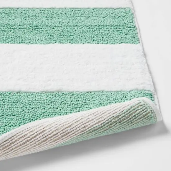 Rugby Striped Kids' Bath Rug Teal - Pillowfort&trade; image {3}
