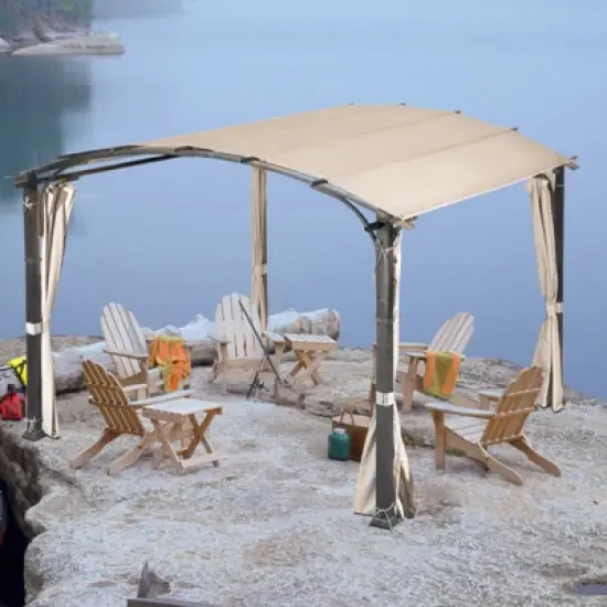 UPTIOT 11 Ft. W x 11 Ft. D Aluminum Pergola With Canopy image {3}