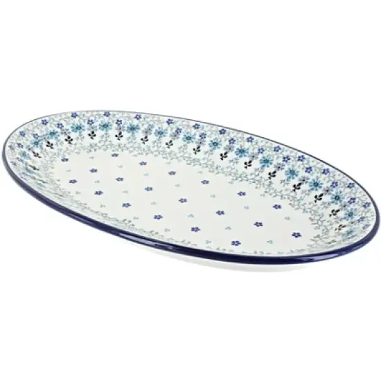 Blue Rose Polish Pottery 205 Ceramika Artystyczna Large Oval Platter image {4}