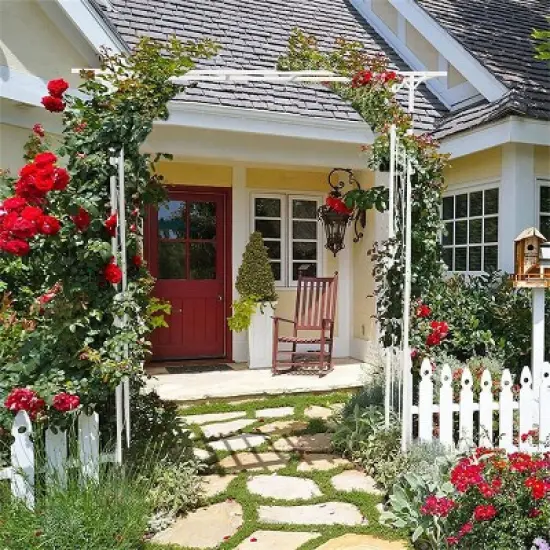 Artloge 82" Tall Heavy Duty Metal Wedding Arch Stand Garden Arbor Trellis Archway Plant Vine Gate for Climbing Plants Outdoor Ceremony Decor image {3}