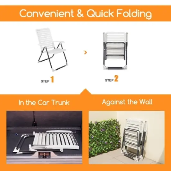 Costway Patio PP Folding Chair Adjustable Reclining 7-Level All-Weather Portable Outdoor image {6}