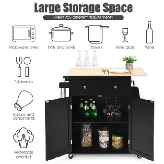 Costway Rolling Kitchen Island Utility Trolley Cabinet Storage Spice Towel Rack image {5}