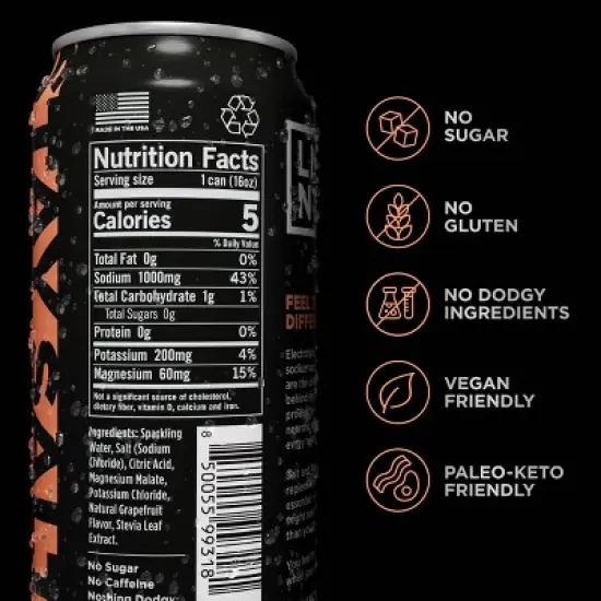 LMNT Zero-Sugar Grapefruit Salt Sparkling Electrolyte Drink - 16 fl oz image {1}