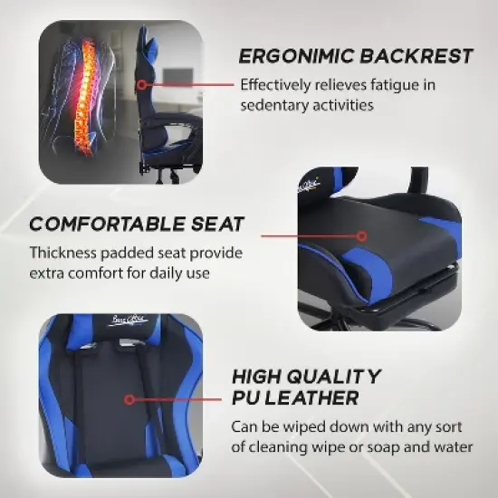 BestMassage Gaming Chair Office Computer Desk Chair Computer Chair with Footrest & Lumbar Support image {4}