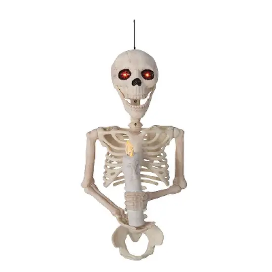 Morris Costumes 18 1/4" Skeleton Holding a Candle Wall Sconce Halloween Decoration image {1}