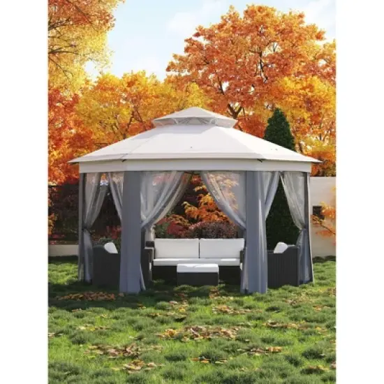 Pop Up Gazebo 13x13ft, Outside Canopy Tent with 6 Pcs Mosquito Netting, One Push Setup for Backyard Patio image {9}