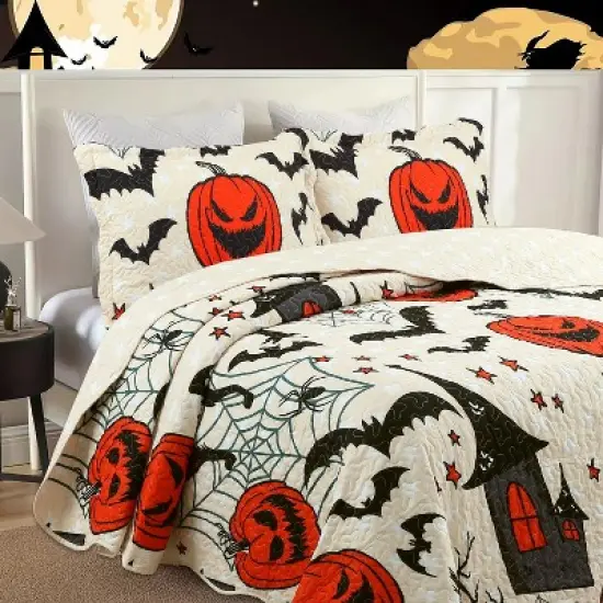 Marcielo Halloween Themed Quilt Bedspread Set image {2}