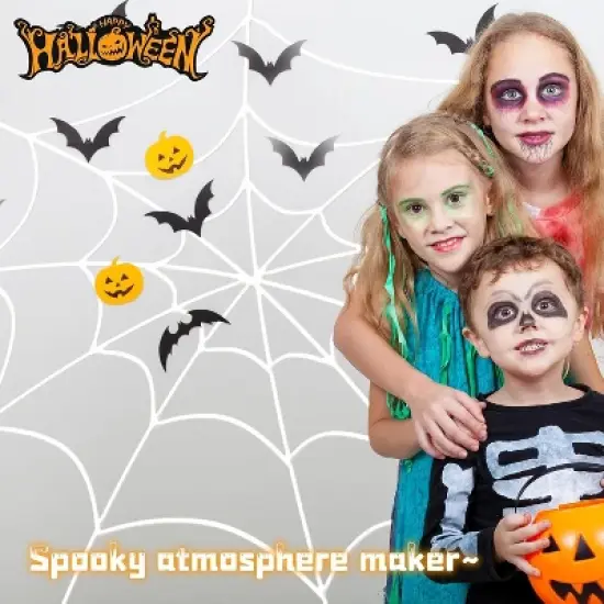 Spider Webs Halloween Decorations Outdoor, 10.5ft 7 Coils White Fake Spider Web, Wall Decor for Halloween Party image {4}