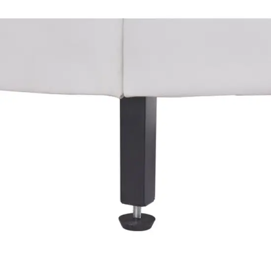 Upholstered Faux Leather Platform Bed with LED Light Bed Frame with Slatted-ModernLuxe image {6}