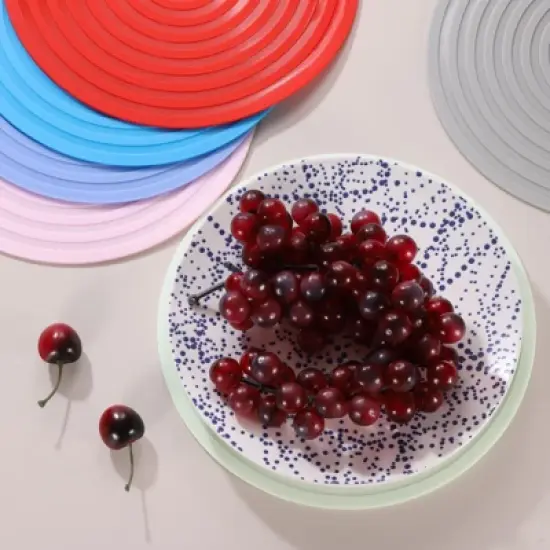 Unique Bargains Round Heat Resistant Silicone Trivet Mat with Hang Hole 2 Pcs image {2}