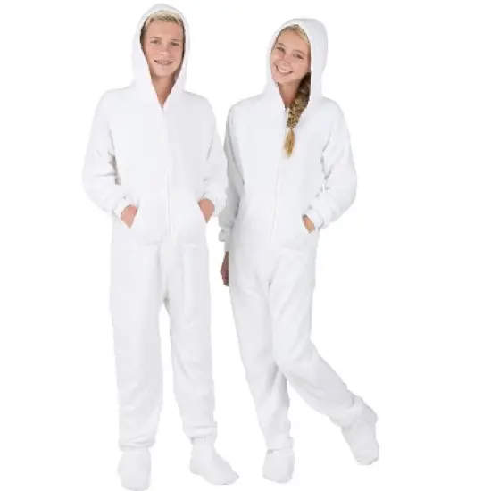 Footed Pajamas - Arctic White Kids Hoodie Fleece Onesie image {4}