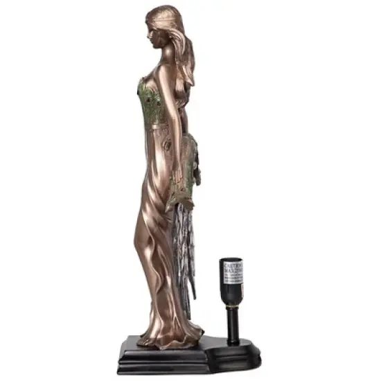 Design Toscano Peacock Priestess Tiffany-Style Stained Glass Illuminated Sculpture image {3}