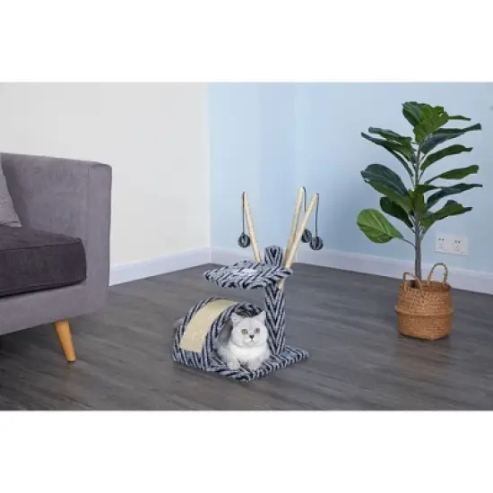 Go Pet Club 22" Cat Tree Condo with Dangling Toys and Scratching Pad F15 image {2}
