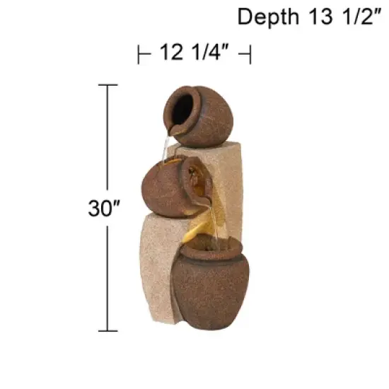 John Timberland Tipping Jugs Rustic Cascading Outdoor Floor Water Fountain with LED Light 30" for Yard Garden Patio Home Deck Porch House Roof image {6}