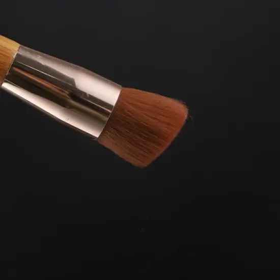 Unique Bargains Makeup Brush Set Foundation Concealer Blush Nylon Bamboo Handle Brown Gold Tone 3 Pcs image {4}