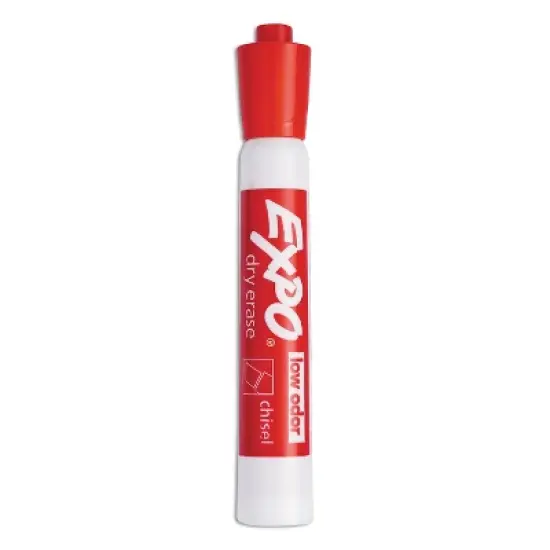 EXPO Low Odor Dry Erase Marker Chisel Tip Red Dozen 80002 image {6}