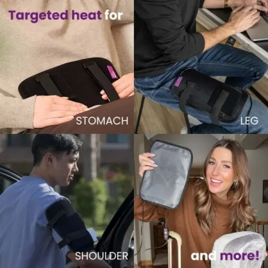 Cabeau Incredi-Heat USB-Powered Portable Heating Pad, 3 Temperature Settings, Black image {5}