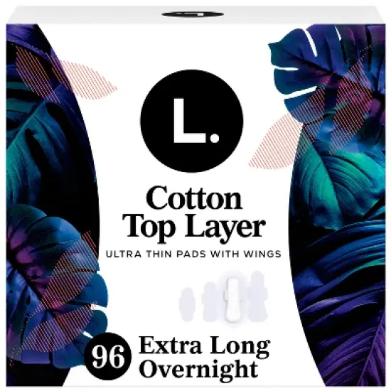 L. Organic Cotton Top Layer Ultra Thin Pads - Overnight Absorbency - 96ct image {11}