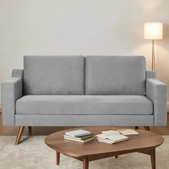 Dyonery 65.4" Comfy Loveseat Couches for Living Room Mid Century Modern Small Couch with Spring Cushion,Solid Wood Frame,Tool-Free Assembly image {11}