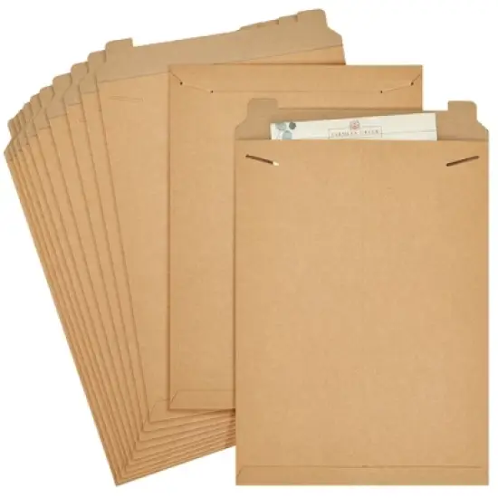 Juvale 25 Pack Brown Rigid Mailers That Stay Flat, Bulk Cardboard Envelopes for Shipping Documents, Photos (13 x 18 In) image {8}