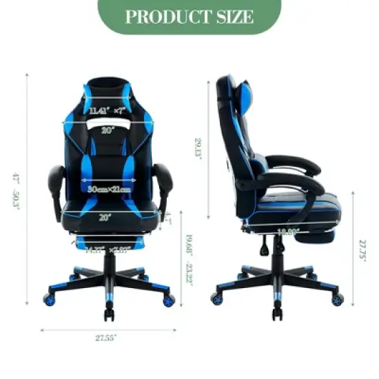 360&deg; Swivel Gaming Chair with Retractable Footrest, Adjustable Height PU Leather Computer Chair for Play Room, Home Office, Bedroom image {6}