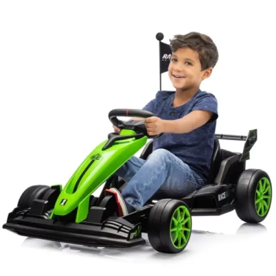 24V Kids Ride on Go Kart, 7.5mph Variable High Speed Drifting Car, 7ah Battery 200W*2 Motors, Power Display Racing Toy for for 6+ image {7}