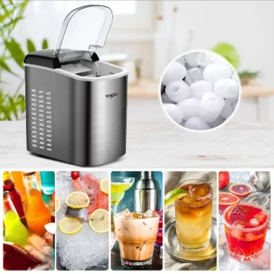 Whirlpool Ice Maker Stainless Steel: Countertop Ice Machine, Bullet Shape, 26 lbs Daily Production, 1.5 lbs Storage Capacity image {4}